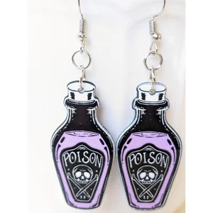 Neu Halloween Lila Giftflasche Gothic Ohrringe Schmuck - Bild 1 von 3