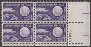 Scott # 1173 - Blocco di 4 targhette USA - Satellite "Echo 1" - MNH - 1960 - Foto 1 di 1