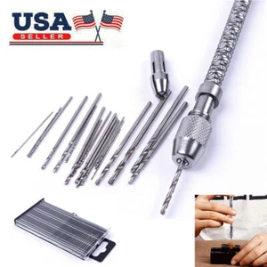 40x Micro Mini Precision Pin Vise Hand Drill Twist Bit Set for Rotary Tools Kit  - Picture 1 of 8