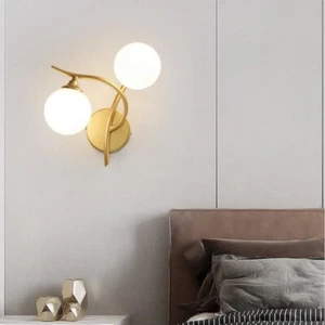 Modern Wall Lamp Glass Wall Lights Lobby Gold Wall Lighting Bedroom Wall Sconce - Picture 1 of 7