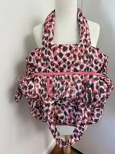 See By CHLOE Puffer Weekender Tote Purse Handbag Pink Cream Multi Logo Zip - Picture 1 of 9