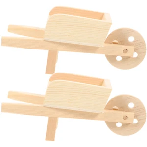2 Pcs Home Decoration Model Dollhouse Wheelbarrow Mini for Crafts - Picture 1 of 12