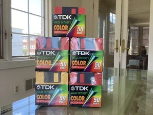 NEW TDK 50pk Color High Density 3.5" HD 1.44MB Floppy Disks 4 Sealed 1 Opened - Bild 1 von 3