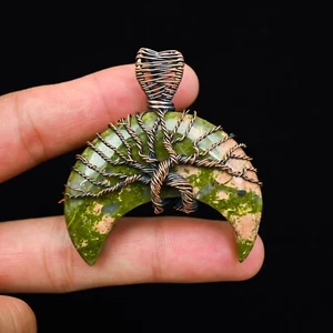 Unakite Gemstone Copper Wire Wrapped Handmade Pendant Jewelry Gift For Her - Picture 1 of 4