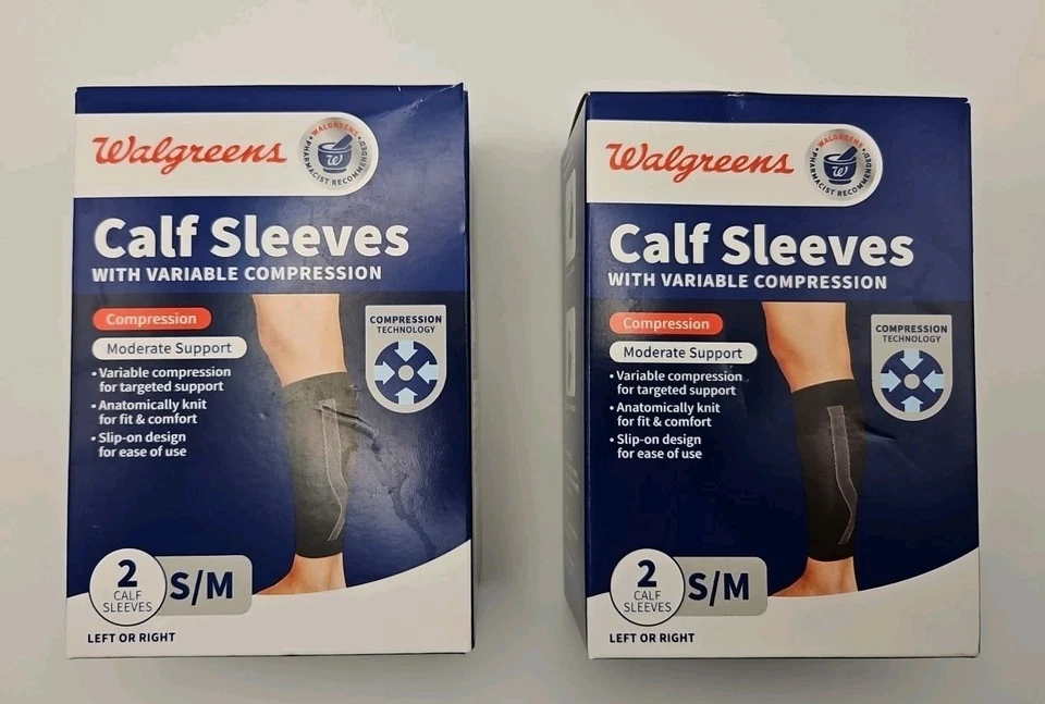 Walgreens Calf Sleeves Variable Compression S/M Moderat Support L/R