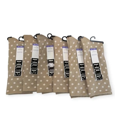 Hue Ultrasmooth Chino Beige Polka Dot Socks Womens One Size Fits Most New - Image 1 of 4