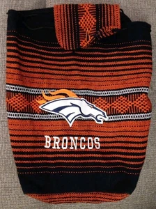 Denver Broncos NFL Football Mexican Woven Knit Backpack - Navy Blue & Orange - Picture 1 of 2