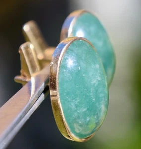 MASSIVE GELBGOLD BLAU-GRÜNE JADE CA. 1"X,7" 16,5 Gramm Manschettenknöpfe Manschettenknöpfe - Bild 1 von 10