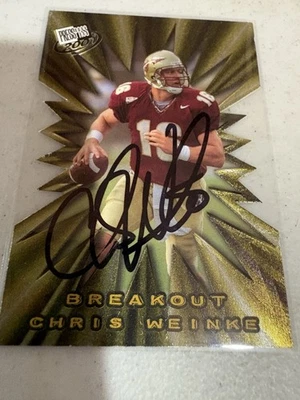 Tarjeta firmada (AU) 2001 Press Pass - Breakout Chris Weinke #B3 (RC) estado de Florida Foto 1 de 2