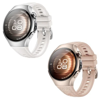 Huawei Watch 5 42 mm sandgold Edelstahlgehäuse mit beigem Kompositarmband - Bild 1 von 4