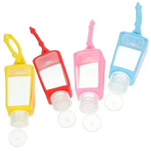  4 Pcs Travel Containers Small Bottles Plastic with Silicone Sleeve - Picture 1 of 12