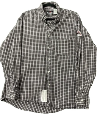 Рубашка защитная одежда Bulwark на пуговицах клетчатая серая белая размер большой мужской - Изображение 1 из 4