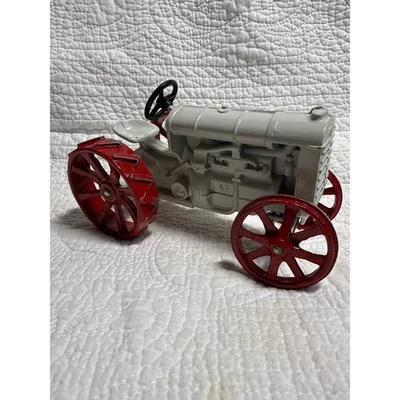 Vintage Fordson Tractor Toy Metal Diecast Red Wheels Gray Farm Collectible 0906 - Image 1 of 4