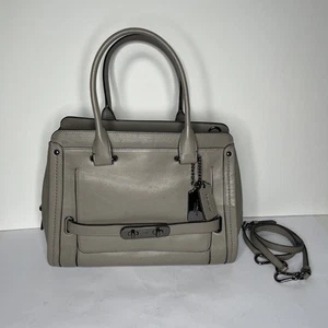 Coach Swagger Frame Satchel IN Smooth Leather Gray RRP US $595 - Picture 1 of 14