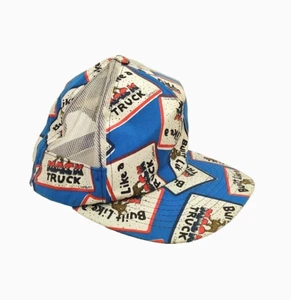 Vintage 70s BUILT LIKE A MACK TRUCK SMALL/MEDIUM Blue Teal Snapback Trucker Hat - Picture 1 of 11