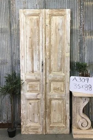 Antique French Double Doors (35x88) Raised Panel Doors, European Doors A309 Cover