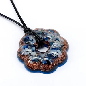 Orgonit Anhänger *Beruhigung Schutz* Kyanit Achat Schungit großer blumiger Donut - Bild 1 von 2