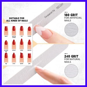150Pcs 180/240 Grit Doubled Sides Emery Boards Nail Files Bulk Professional Tool - Picture 1 of 8
