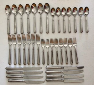 Yamazaki Metropole Ice Stainless Steel Ribbed Design 37pcs Forks Spoons Knives - Picture 1 of 10