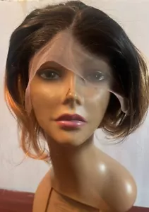 Motown Tress Synthetic Hair Lace Front Wig - Short Feathered Bob Blonde Ombre - Picture 1 of 9