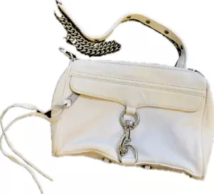 Rebecca Minkoff Mini MAC white Leather Crossbody Bag with silver Hardware - Picture 1 of 3