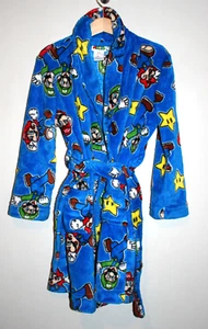 Boys Nintendo Super Mario Bros. Luigi Soft Fleece Bath Sleep Robe Blue Size 6 - Picture 1 of 3