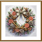 Counted Cross Stitch Kit Christmas wreath DIY Unprinted canvas
