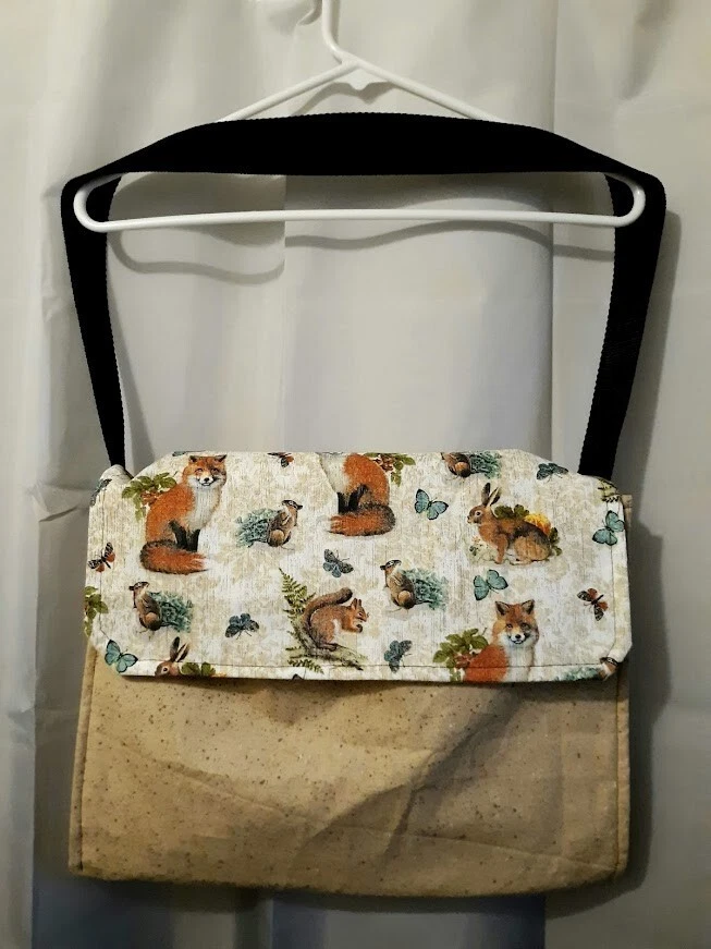 Nova Bolsa de Ombro Mensageiro Laptop Lado Macio Bronzeado Preto Raposa Floresta Animal Tote - Imagem 1 de 4