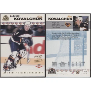 2001-02 Pacific Adrenaline - Ilya Kovalchuk - Rookie Auto /500 - Picture 1 of 3