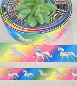 7/8 & 1.5" (1 YD) Unicorn Grosgrain Ribbon Horse Pony Stallian Hair Bow Lanyard  - Picture 1 of 1