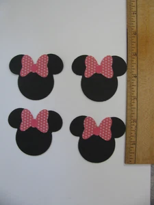 Lot of 4 MINNIE MOUSE HEADS W/BOWS Die Cut Paper Pieced HANDMADE NEW - Picture 1 of 2
