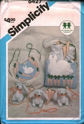 6427 Vintage Simplicity Sewing Pattern Baby Accessories Bib Diaper Bag Toy UNCUT - Image 1 of 2