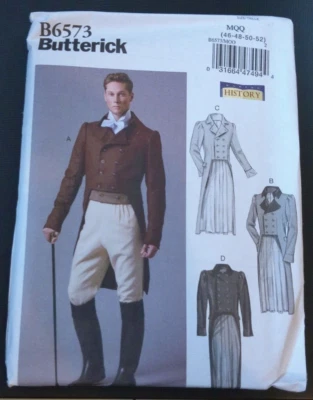 Butterick Costume Pattern B6573 Men MAKING HISTORY Dbl Breast Coat w/Tails 46-52 - Image 1 of 3