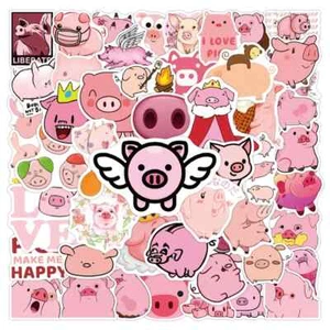 50 Pack of Pink Pig Animal Stickers for Laptop/Water Bottle/Phone Case Decals - Picture 1 of 1