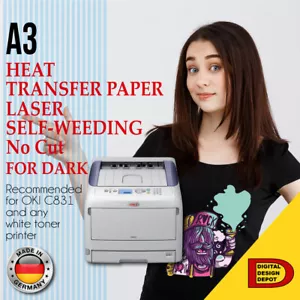Wärmeübertragungspapier für Laserdrucker - dunkle Stoffe A3 50 Blatt (ohne Schnitt) A & B - Bild 1 von 3