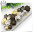  30 Pcs Bulk Buttons Decorative for Sewing Round Brass Vintage