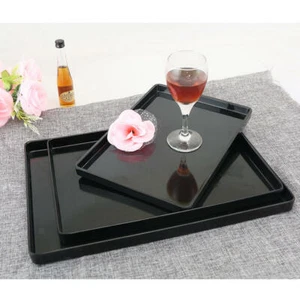 Decorative Black Serving Tray Platter for Breakfast, Dinner, Coffee Table - Picture 1 of 6