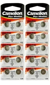 20 AG12 LR43 Camelion 386 LR1142 1.5V Alkaline Button Cell Battery Watch Remote - Picture 1 of 2