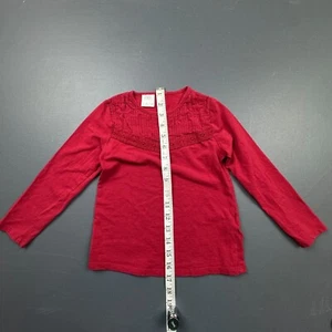 Zara Girls Long Sleeve Blouse Size 6 Red Boho Pintuck Casual Pullover Crewneck - Picture 1 of 5