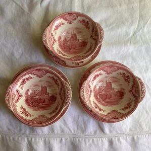 JOHNSON BROS. ENGLAND Old Britain Castles Pink Flat Cream Soup Bowl & Saucer Set - Picture 1 of 23