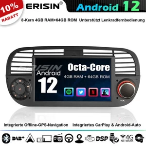 4+64GB Android 13 DAB+ Autoradio Navi Für Fiat 500 CarPlay WiFi USB TPMS DSP DTV - Bild 1 von 24