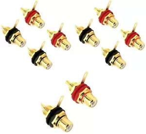 10 x Cinch RCA Einbaubuchse vergoldet Einbau Kupplung Buchse Terminal Chinch ADM - Bild 1 von 12