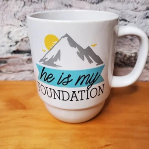 "He Is My Foundation" Boston Warehouse Coffee Tea Mug Religious GOD Spiritual  - Picture 1 of 6