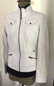 Leather Lamb Skin Jacket Ladies White Dericlub M Slim Fit BRAND NEW - Picture 1 of 12