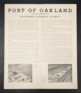 Folleto del puerto de Oakland CA Gateway to Southern Alameda County 1936 de colección - Imagen 1 de 3