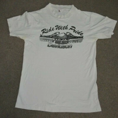 Vtg Harley Davidson Shirt Omaha Nebraska Single Stitch Shirt M DISTRESSED 1970s - Image 1 of 4