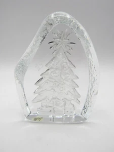 1999 Cristal d' Arques Lead Crystal Christmas Tree Paperweight. - Picture 1 of 6