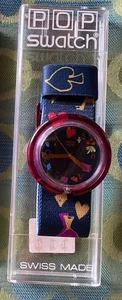 Swatch Pop Alice In Wonderland 46.5 mm Rubber Band 1992 Vintage Wristwatch-NICE! - Picture 1 of 7