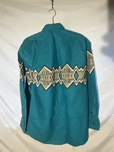 Roper Hemd Large Western Aztec Geometric Border Vintage USA Grün - Bild 1 von 15