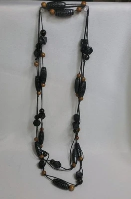 长72英寸厚黑色棕色丙烯酸串珠项链罐层珠宝首饰 — 第 1/4 张图片